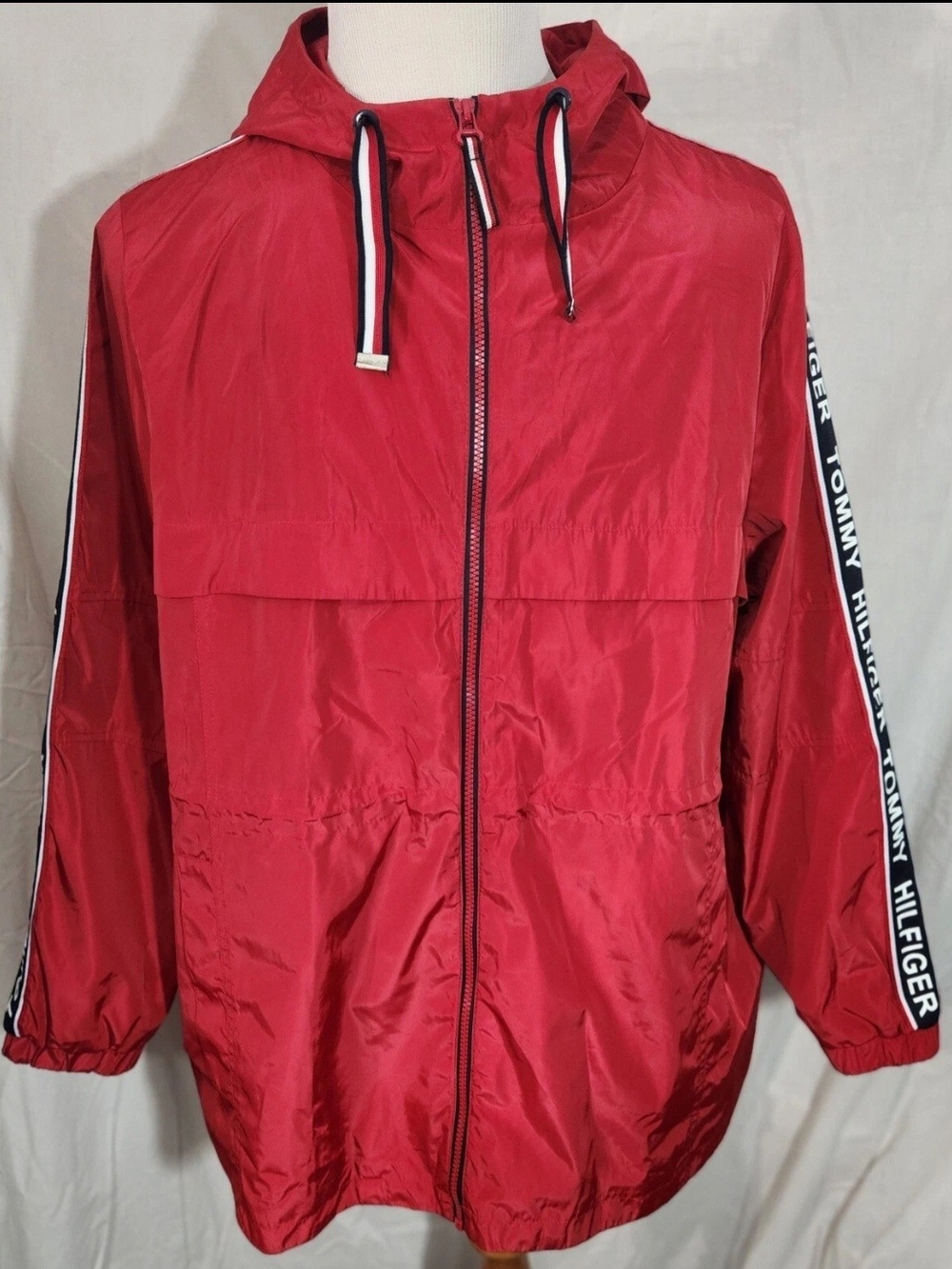 Tommy Hilfiger Red Hooded Windbreaker Jacket